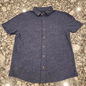 Casual Blue Short-Sleeve Button-Up Shirt